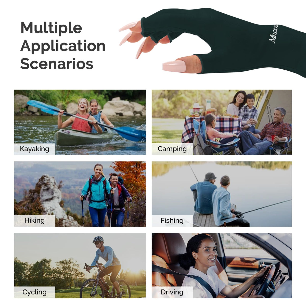 MelodySusie Fingerless UV Protection Gloves in outdoor setting