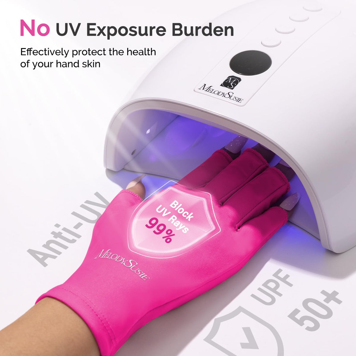 MelodySusie Fingerless UV Protection Gloves in use during manicure