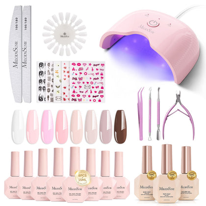 MelodySusie Gel Nail Polish Kit with UV lamp and accessories