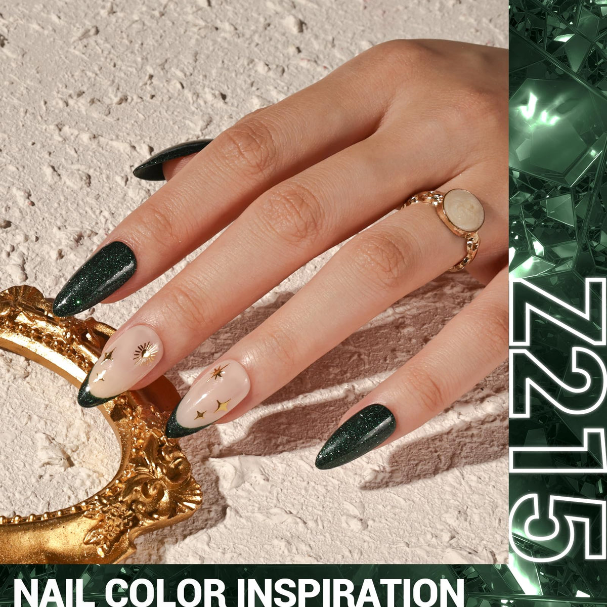 MelodySusie Green Glitter Gel Nail Polish applied on nails