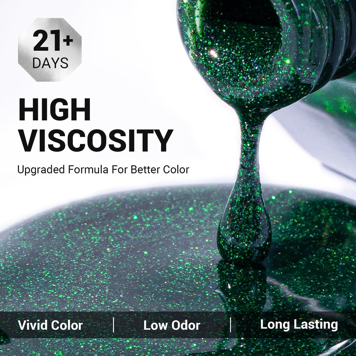 MelodySusie Green Glitter Gel Nail Polish bottle with glitter