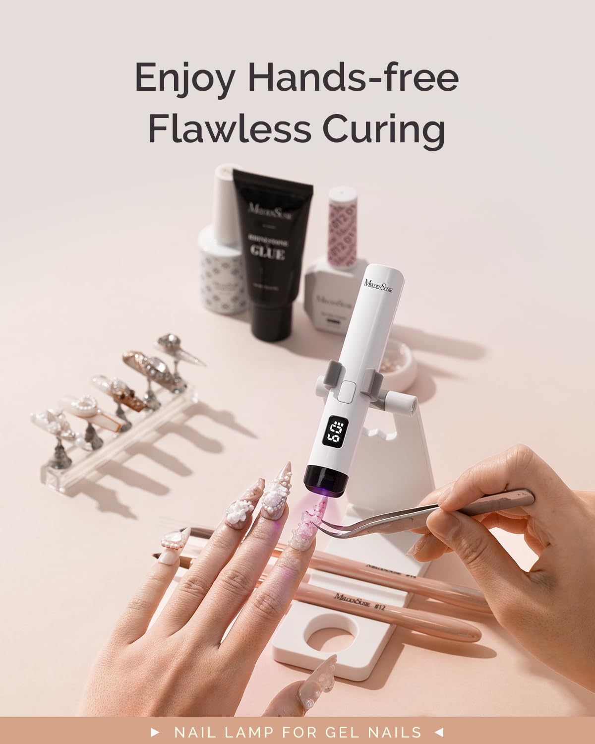MelodySusie Handheld UV Light in use curing gel nails