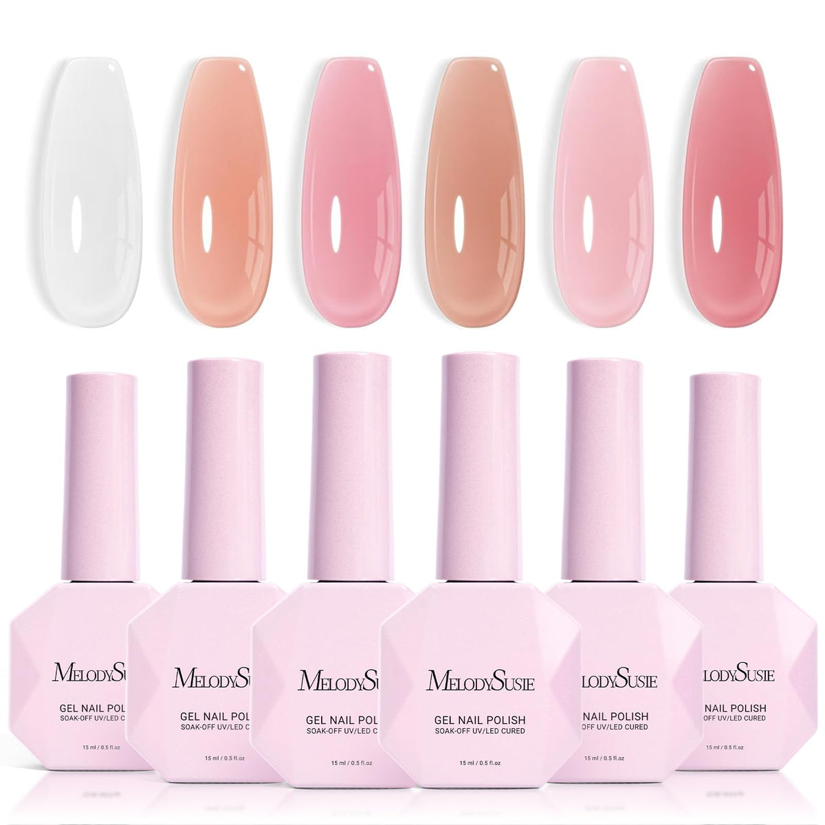 MelodySusie Jelly Gel Nail Polish Set 6PCS front view