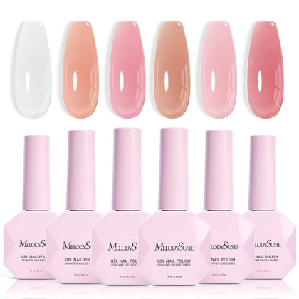 MelodySusie Jelly Gel Nail Polish Set 6PCS front view