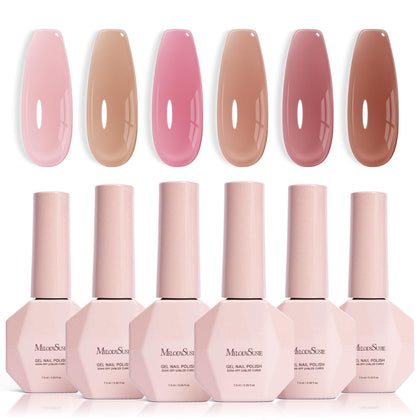 MelodySusie Jelly Gel Nail Polish Set front view with six bottles