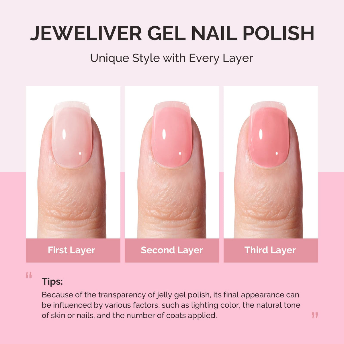 MelodySusie Jeweliver Gel Nail Polish Rose Pink application on nails