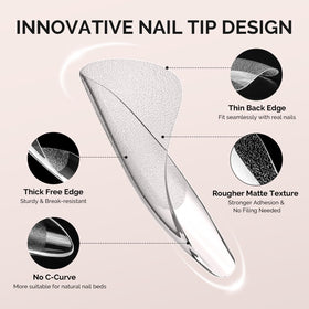 MelodySusie Long Almond Stiletto Nail Tips in use on a hand