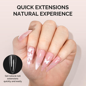 MelodySusie Long Almond Stiletto Nail Tips showing various sizes