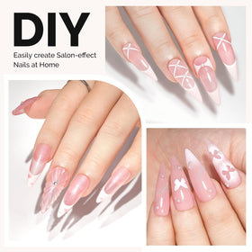 MelodySusie Long Almond Stiletto Nail Tips with different nail art designs