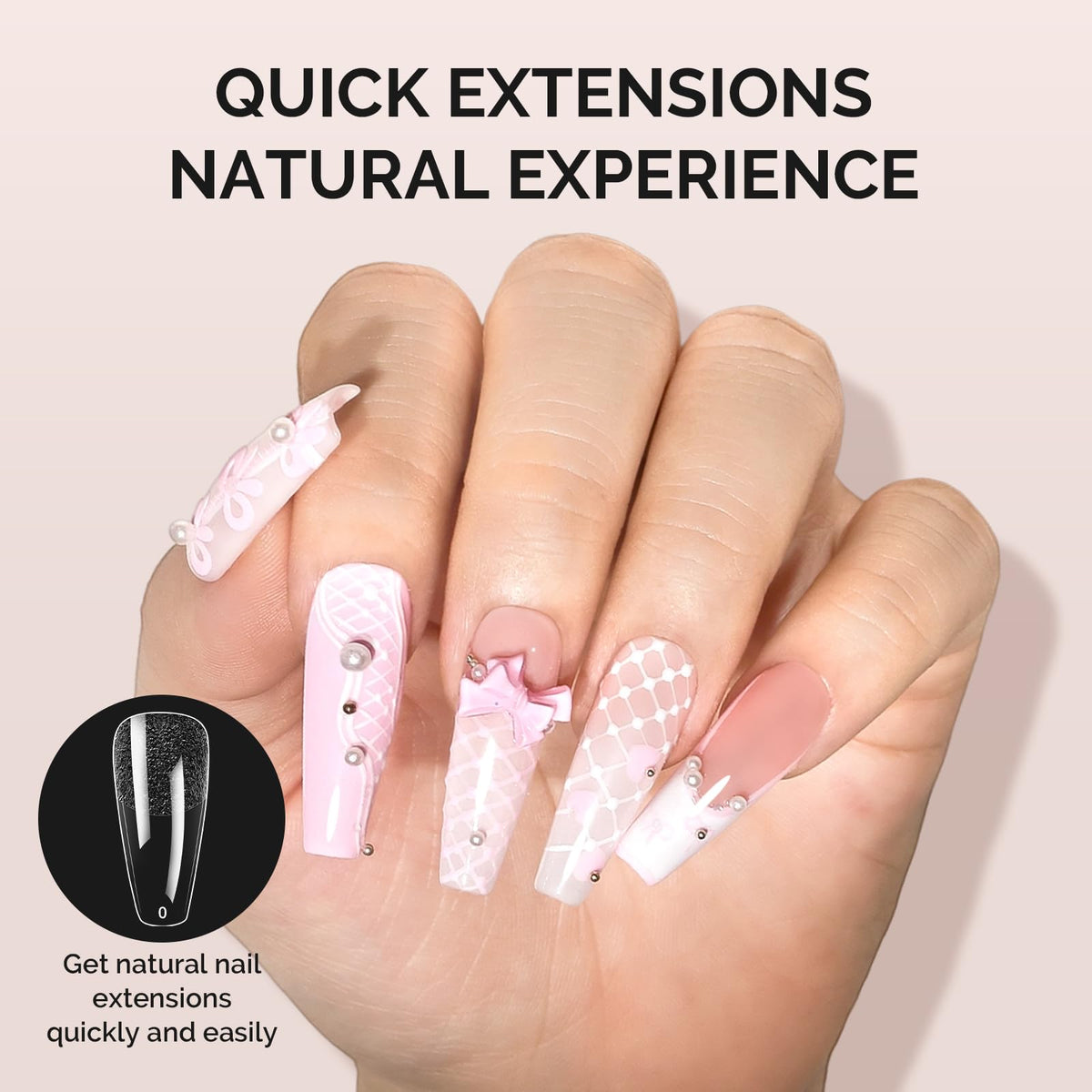 MelodySusie Long Coffin Nail Tips size comparison