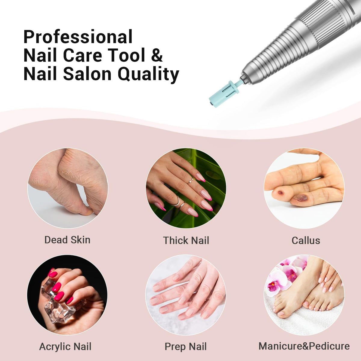 MelodySusie mandrel bit displayed with nail art tools