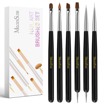 MelodySusie Nail Art Brushes Set 6pcs with dotting tool