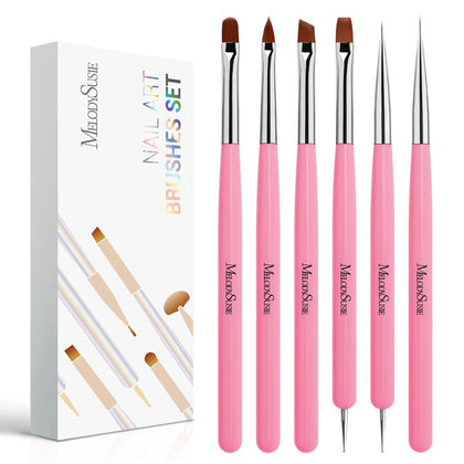 MelodySusie Nail Art Brushes Set front view with all brushes displayed