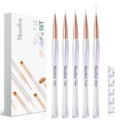 MelodySusie Nail Art Liner Brushes Set with Holder front view