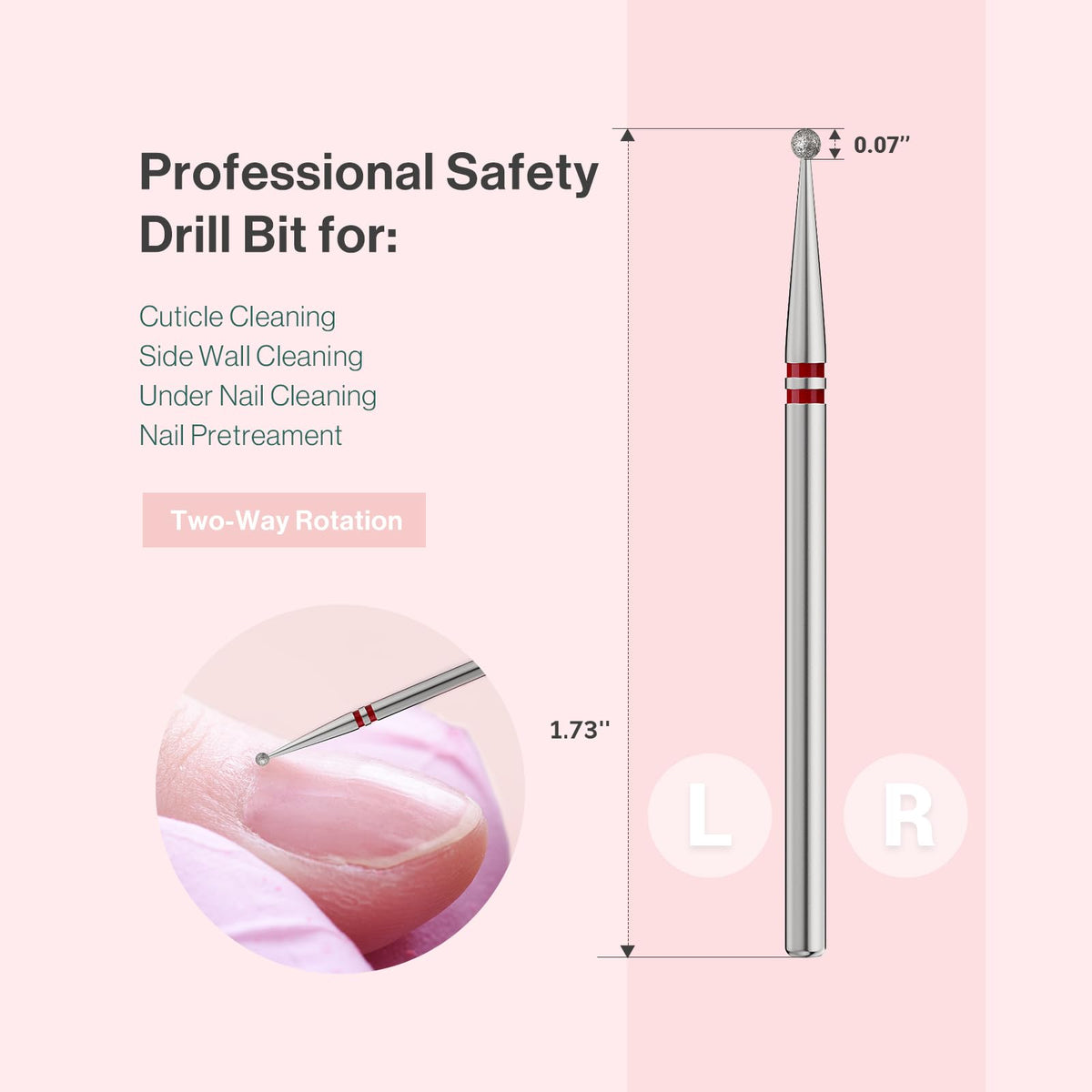 MelodySusie nail drill bit demonstrating two-way rotation feature