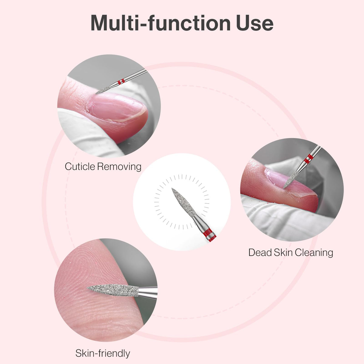 MelodySusie Nail Drill Bit showing two-way rotation feature