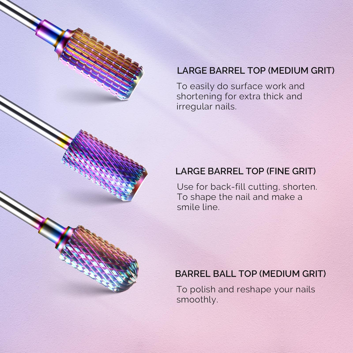 MelodySusie Nail Drill Bits in use on acrylic nails