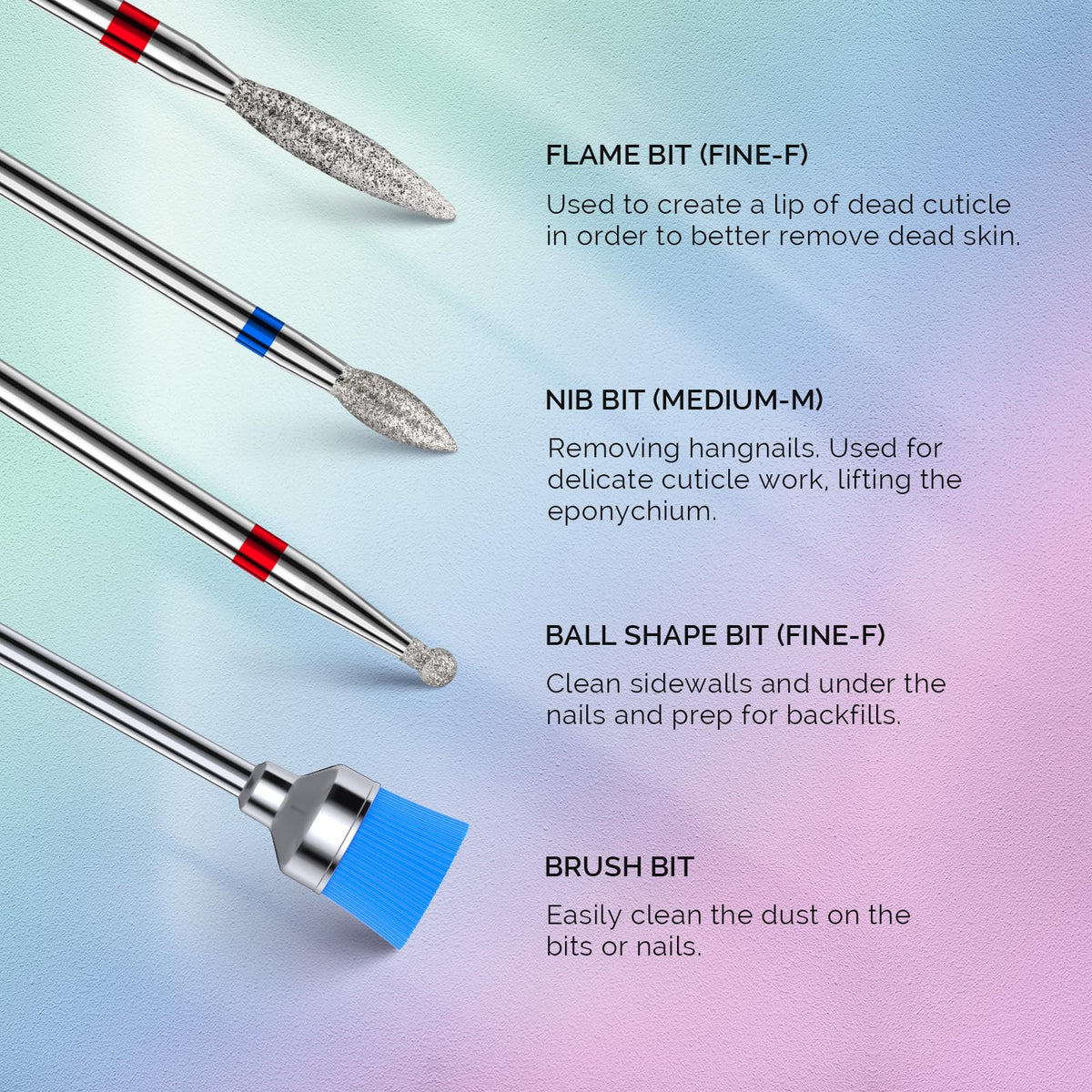 MelodySusie Nail Drill Bits in use on acrylic nails