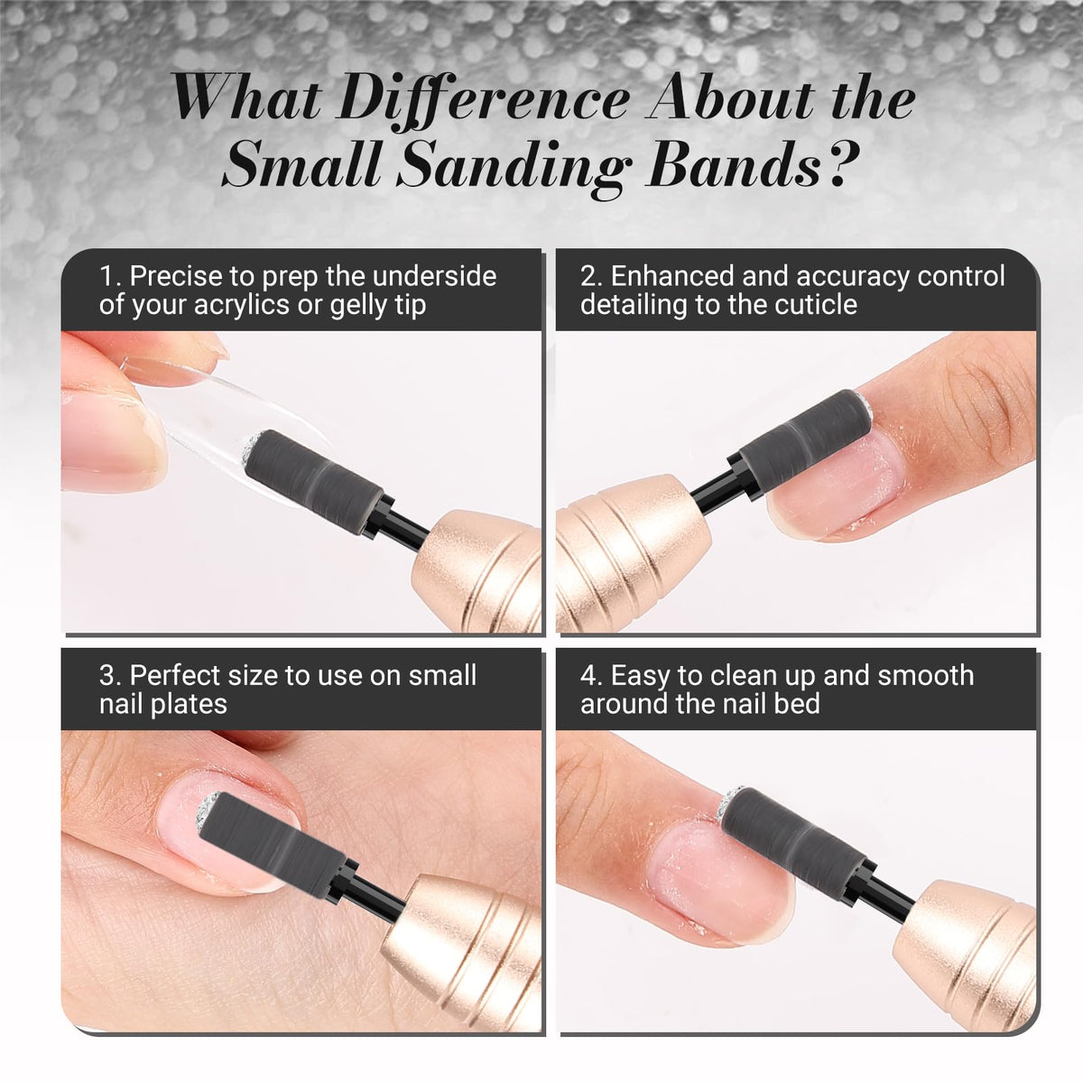 MelodySusie nail drill bits packaging with 50 sanding bands