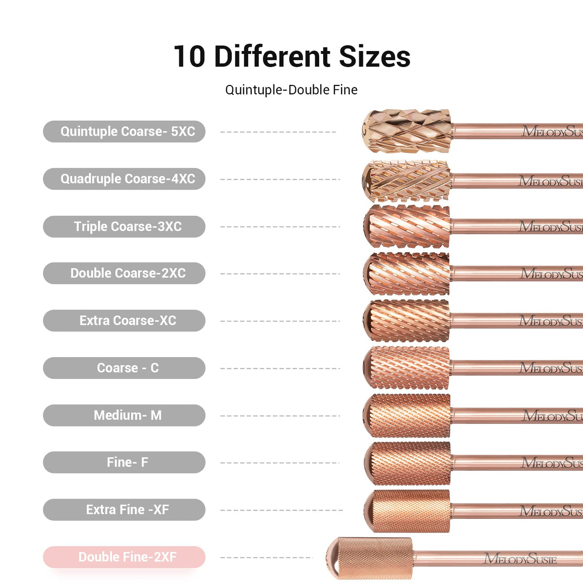 MelodySusie Nail Drill Bits Rose Gold packaging