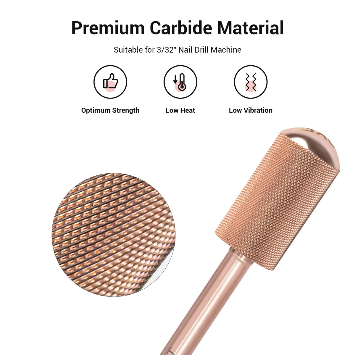 MelodySusie Nail Drill Bits Rose Gold side view