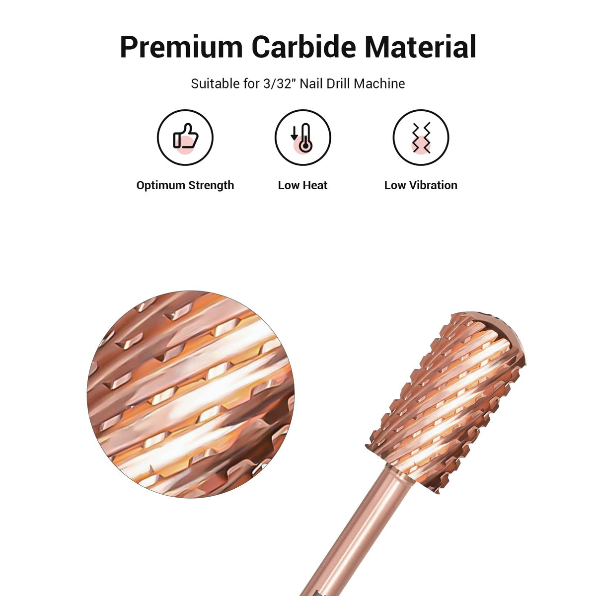 MelodySusie Nail Drill Bits Rose Gold side view