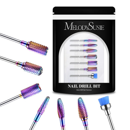 MelodySusie Nail Drill Bits Set 7pcs colorful front view