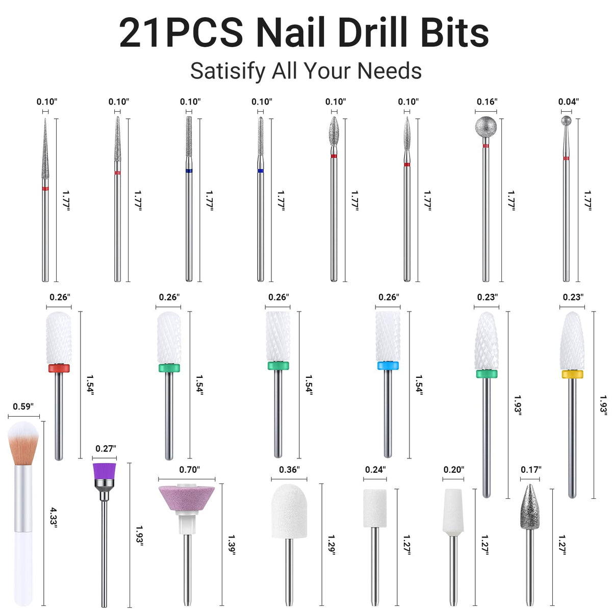 MelodySusie nail drill bits set displayed on a table