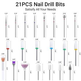 MelodySusie nail drill bits set displayed on a table