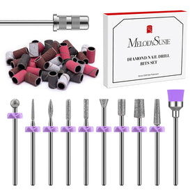 MelodySusie Nail Drill Bits Set with diamond bits and sanding bands