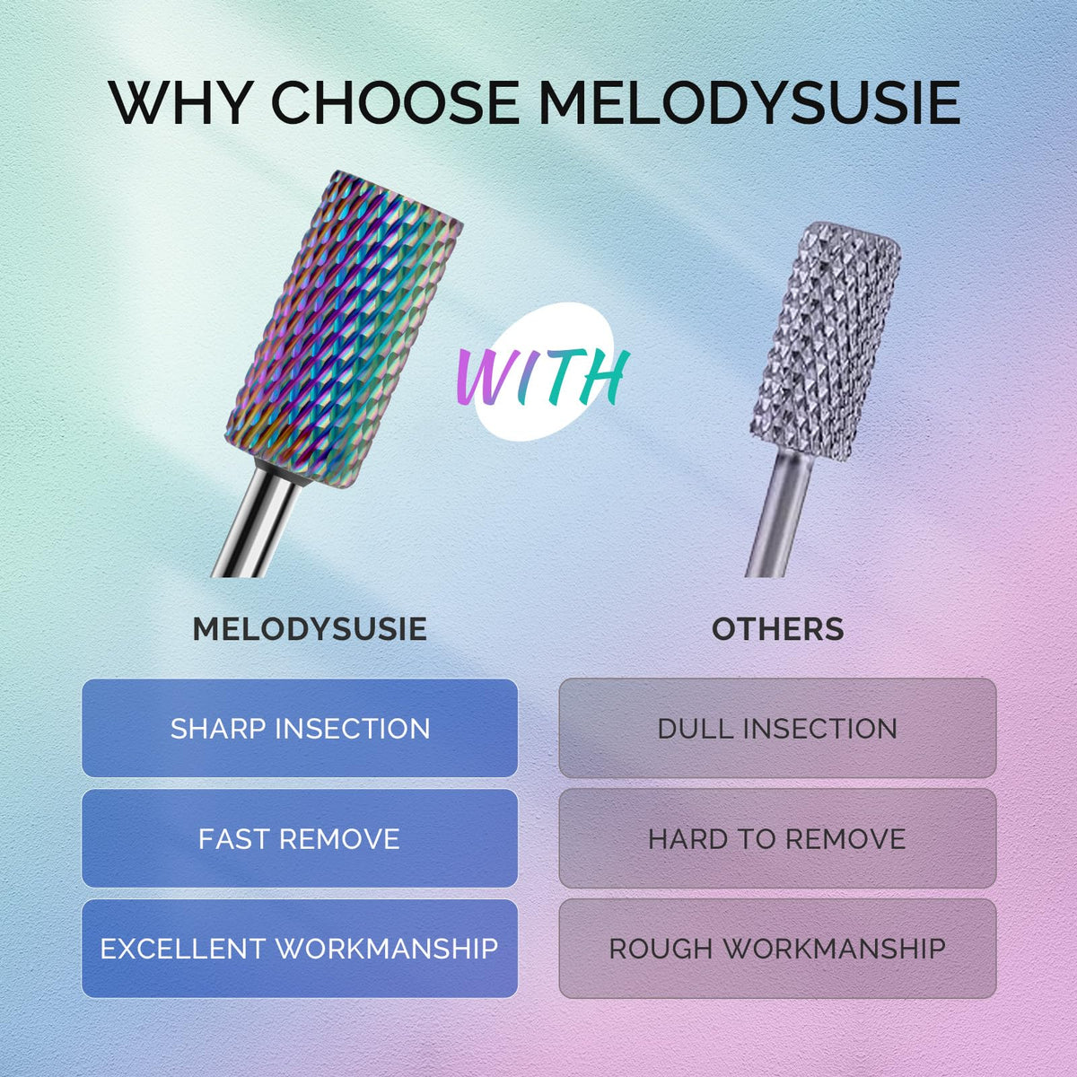 MelodySusie Nail Drill Bits Set with dust brush bit