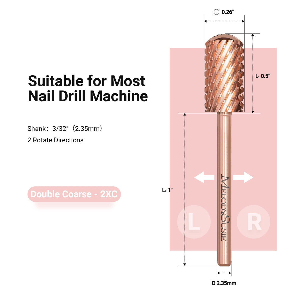 MelodySusie Nail Drill Bits showing cross cut design