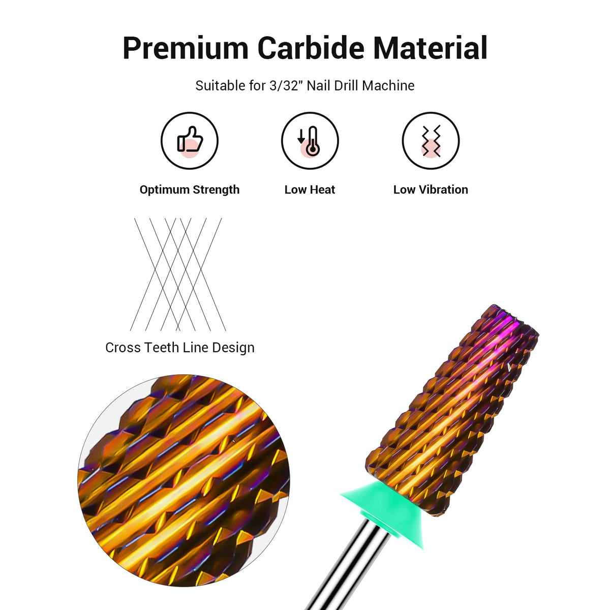 MelodySusie nail drill bits showing different grit levels
