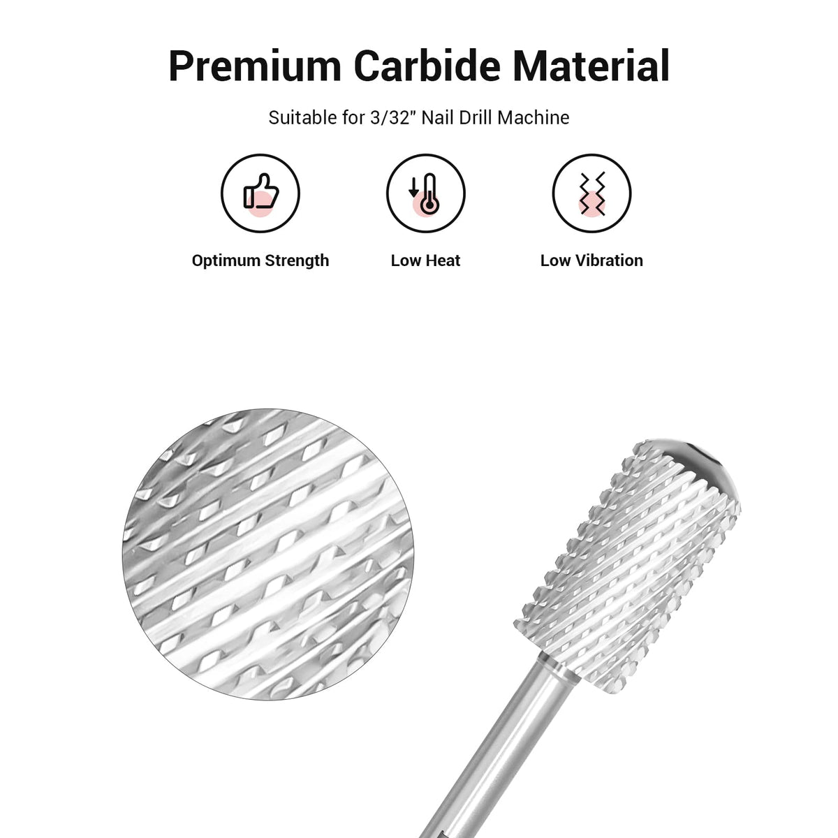 MelodySusie Nail Drill Bits Silver side view showing cross cut design