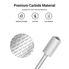 MelodySusie Nail Drill Bits Silver side view showing cross cut design