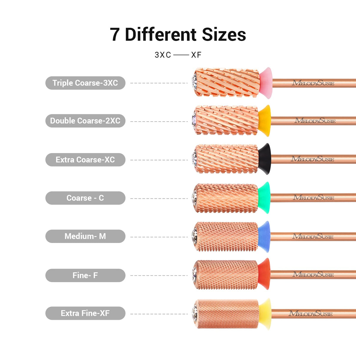 MelodySusie Nail Drill Bits with coarse grit detail