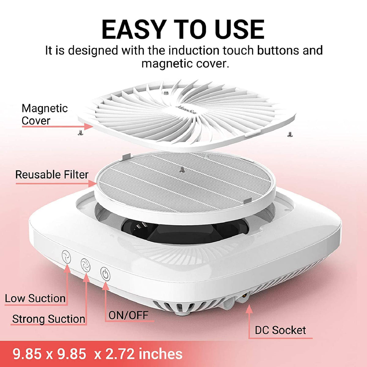MelodySusie Nail Dust Collector side view