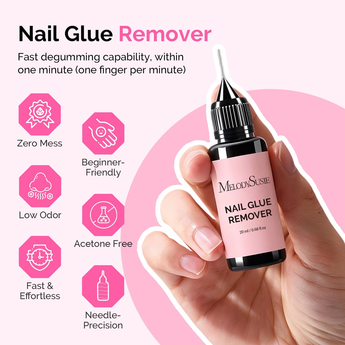 MelodySusie Nail Glue Remover 20ML bottle back view
