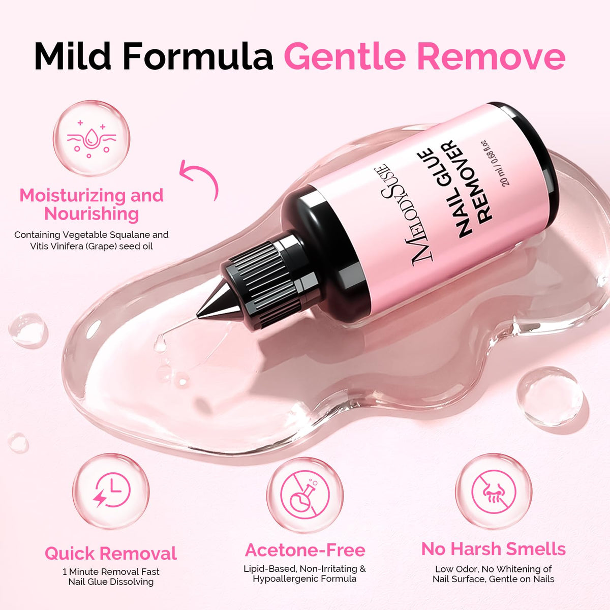MelodySusie Nail Glue Remover 20ML bottle side view