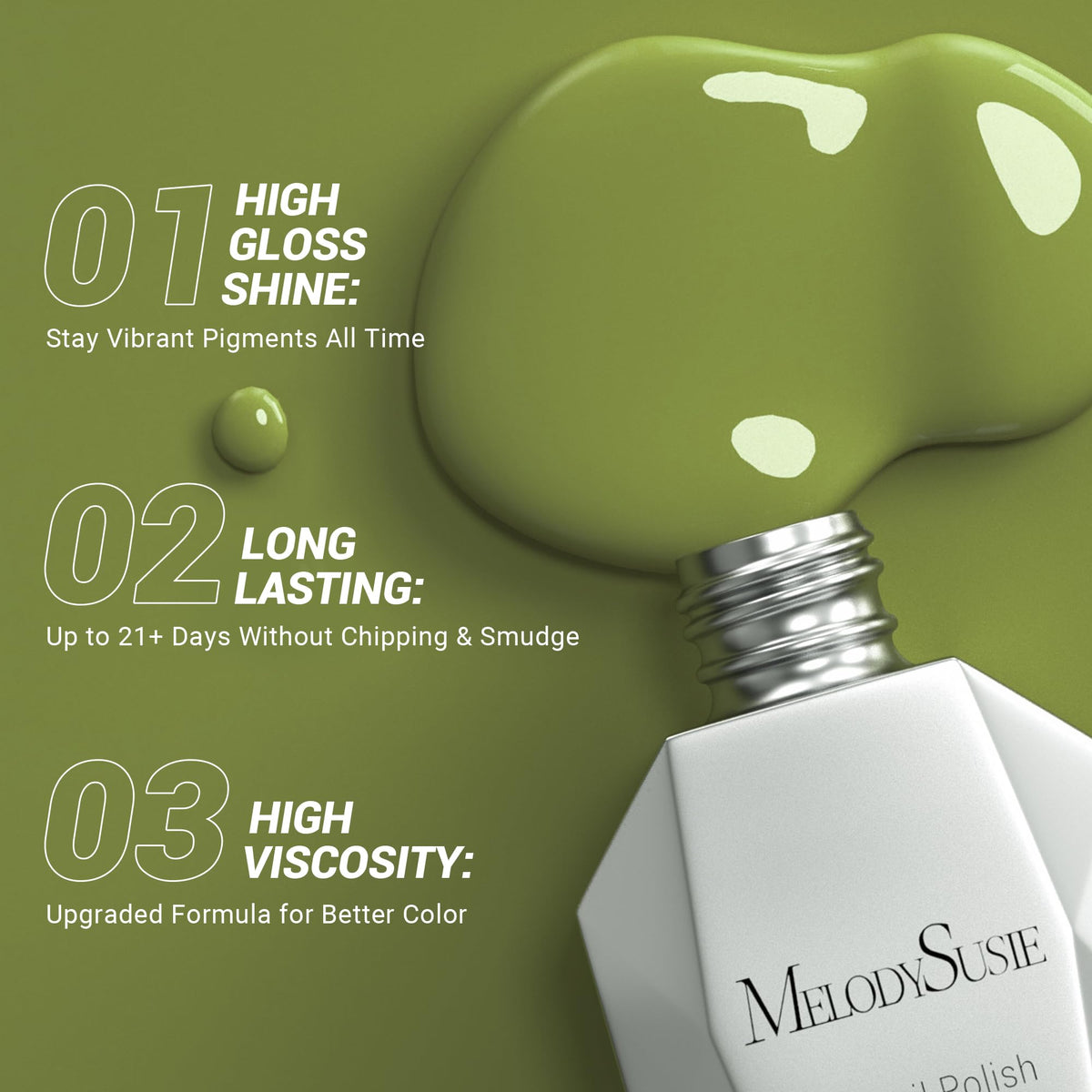 MelodySusie Olive Green Gel Nail Polish 15ml bottle with brush