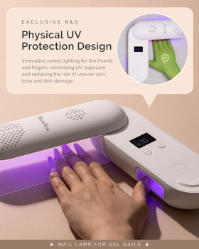 MelodySusie P-PLUS20F Cordless UV Nail Lamp showing timer settings