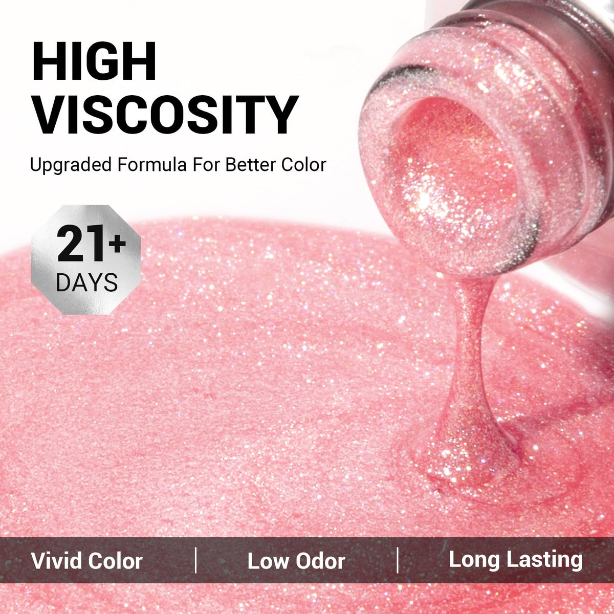 MelodySusie Pink Glitter Gel Nail Polish bottle with brush