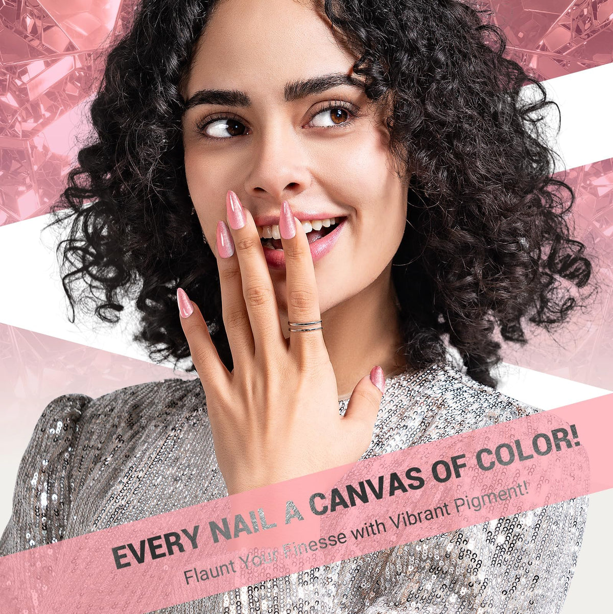 MelodySusie Pink Glitter Gel Nail Polish with UV lamp