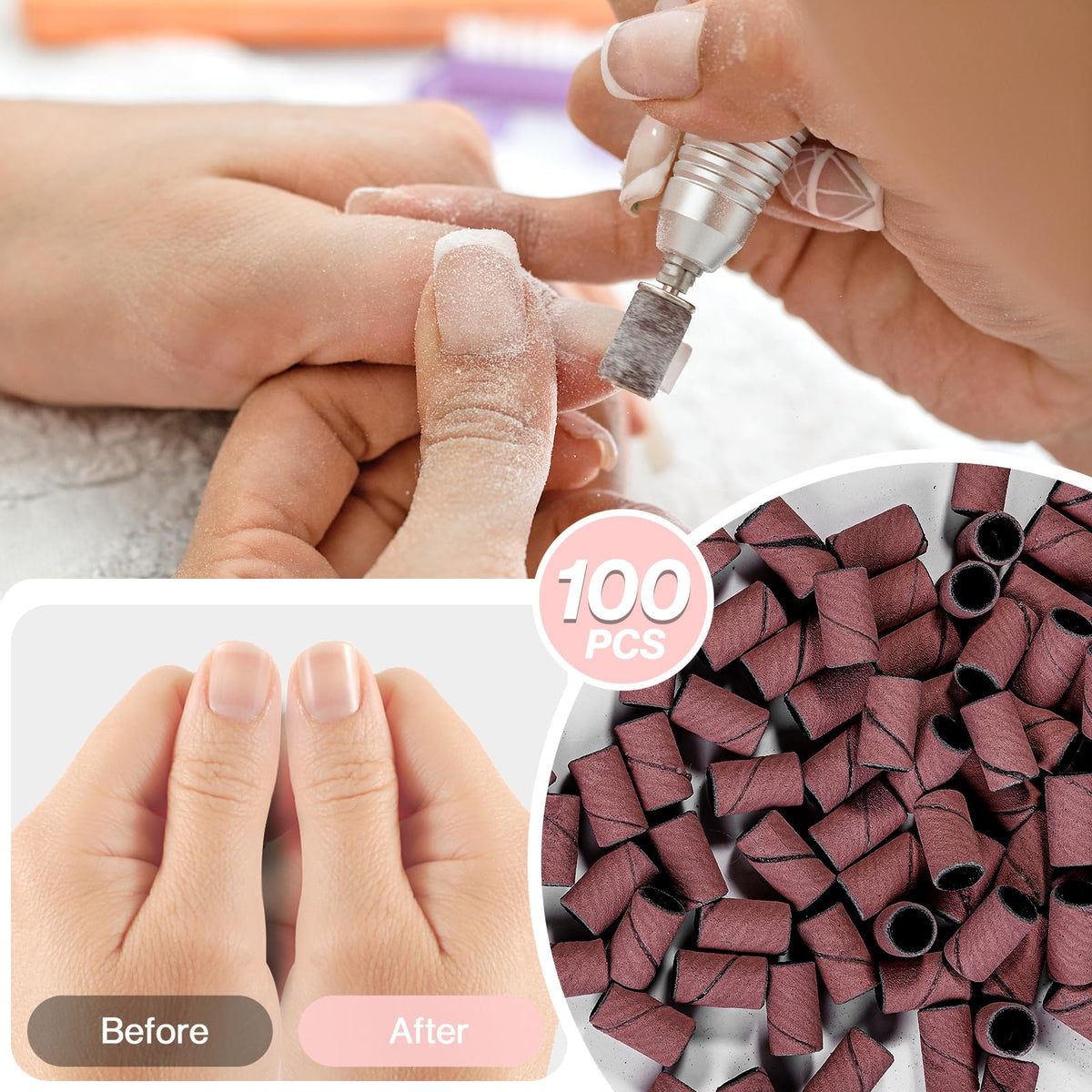 MelodySusie sanding bands displayed on a nail art table
