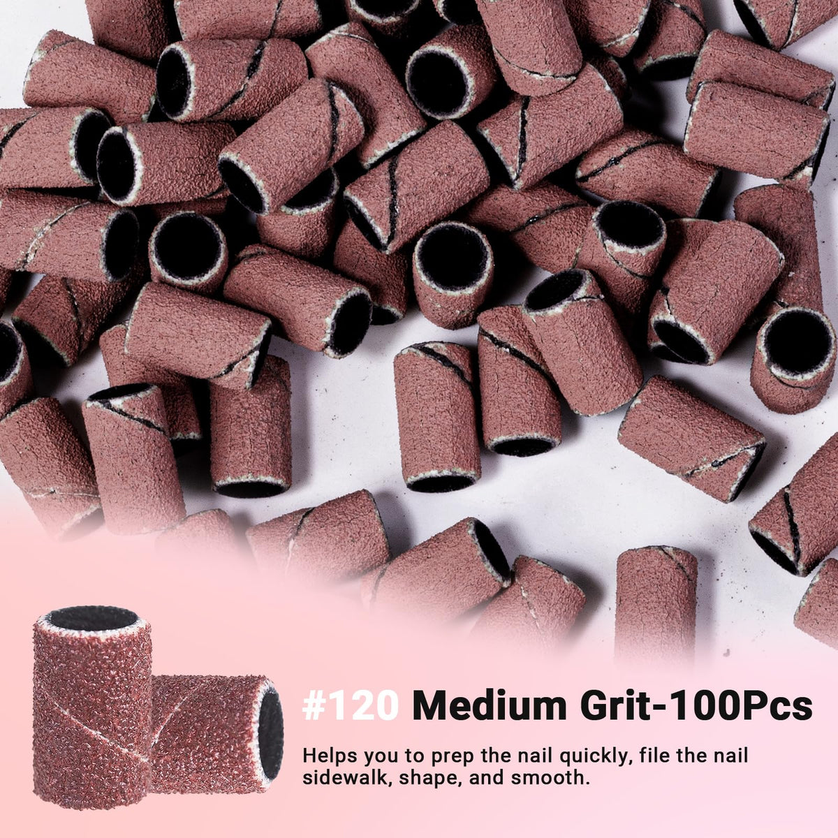 MelodySusie sanding bands displayed on a nail drill machine