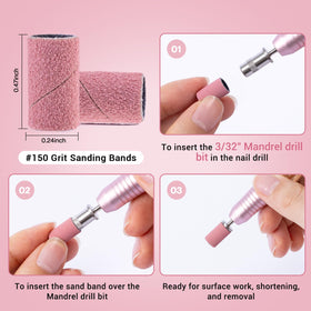 MelodySusie sanding bands in use on acrylic nails
