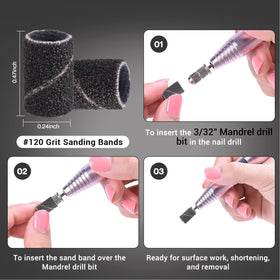 MelodySusie sanding bands in use on acrylic nails