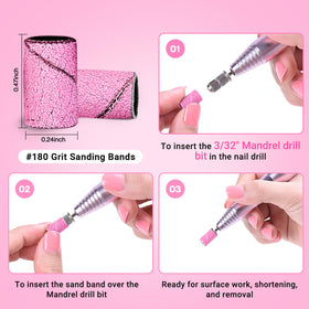 MelodySusie sanding bands in use on natural nails