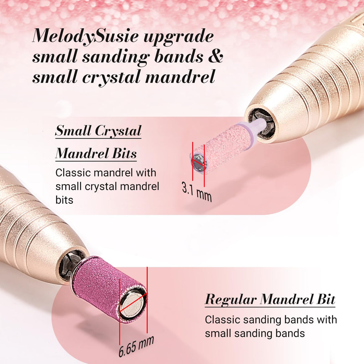 MelodySusie sanding bands in use on natural nails