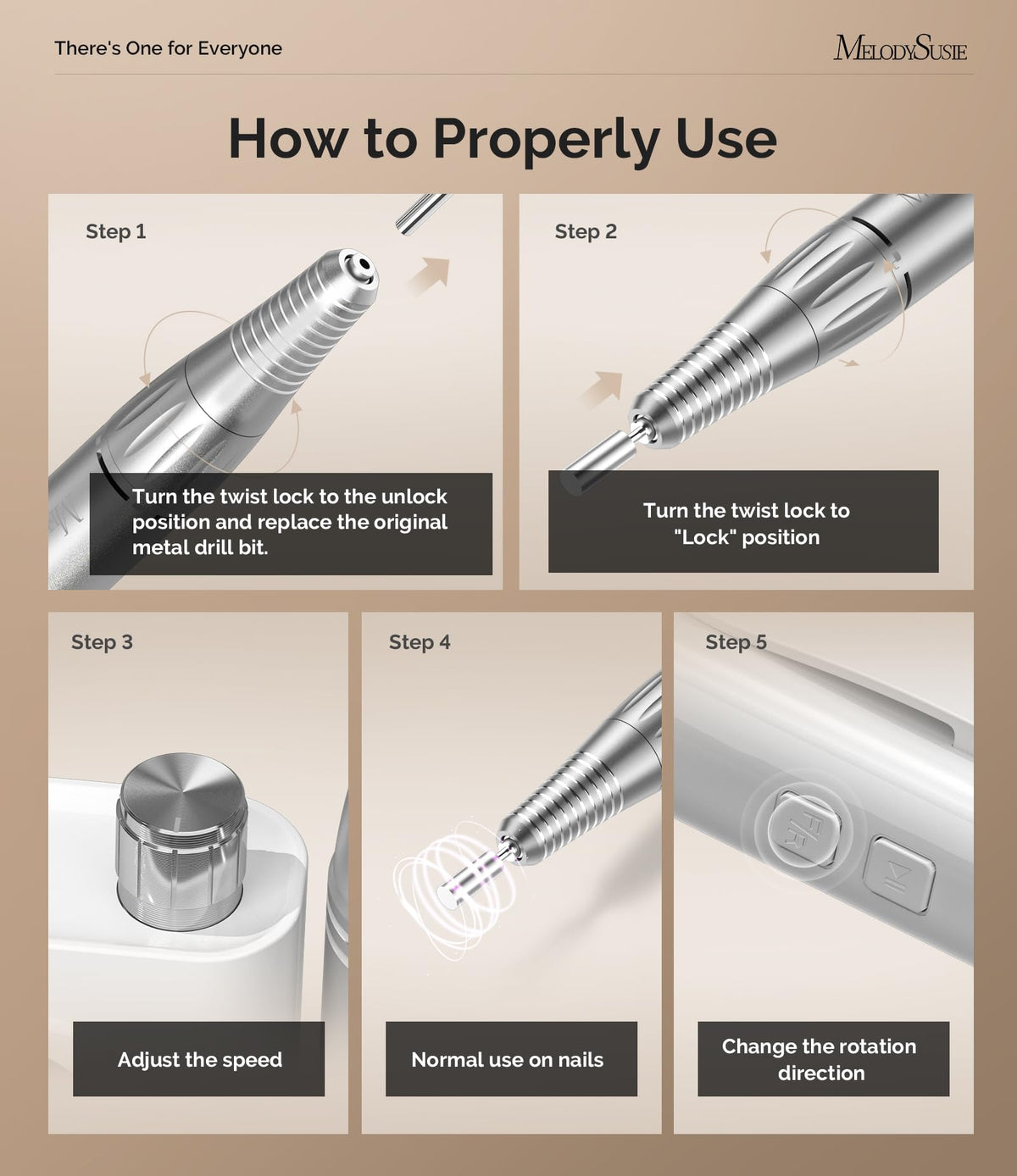 MelodySusie SC300F Clip-On Nail Drill white model with LED display